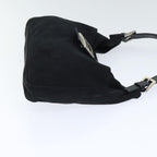 FENDI Mamma Baguette Shoulder Bag Nylon Black Silver93465