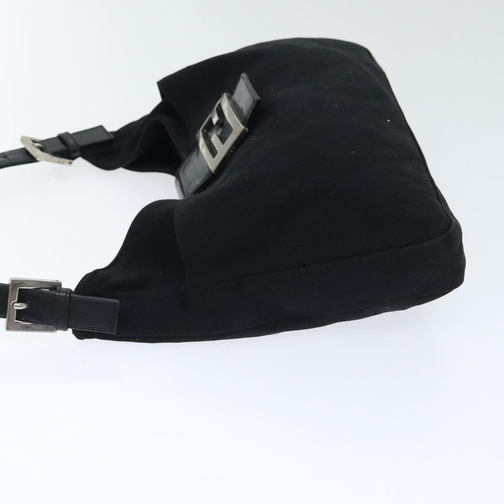 FENDI Mamma Baguette Shoulder Bag Nylon Black Silver93465