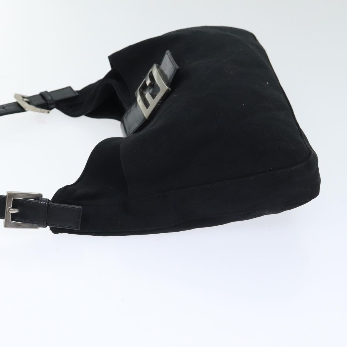 FENDI Mamma Baguette Shoulder Bag Nylon Black Silver93465