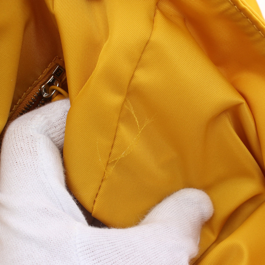 FENDI Baguette Messenger Bag Bucket Messenger Shoulder bag Nylon Yellow