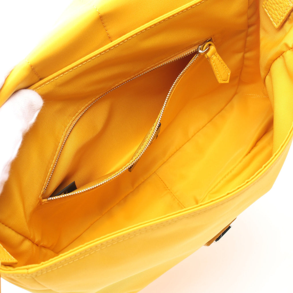 FENDI Baguette Messenger Bag Bucket Messenger Shoulder bag Nylon Yellow