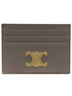CELINE Triomphe Shiny Calfskin Card Wallet Pebble