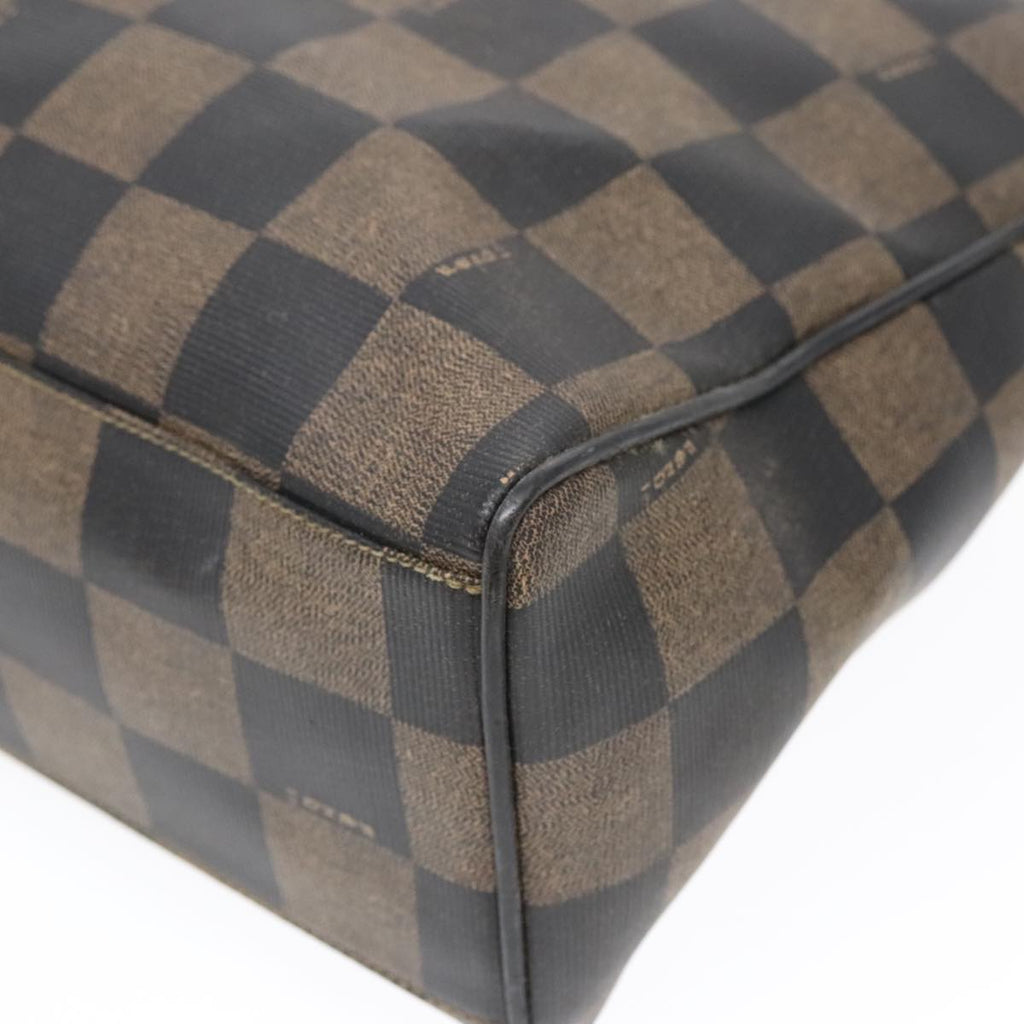 FENDI Pecan Canvas Tote Bag Brown Black gold93517