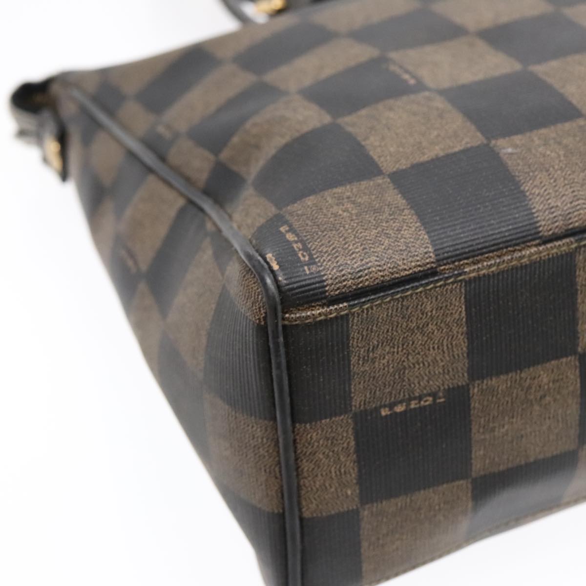 FENDI Pecan Canvas Tote Bag Brown Black gold93517
