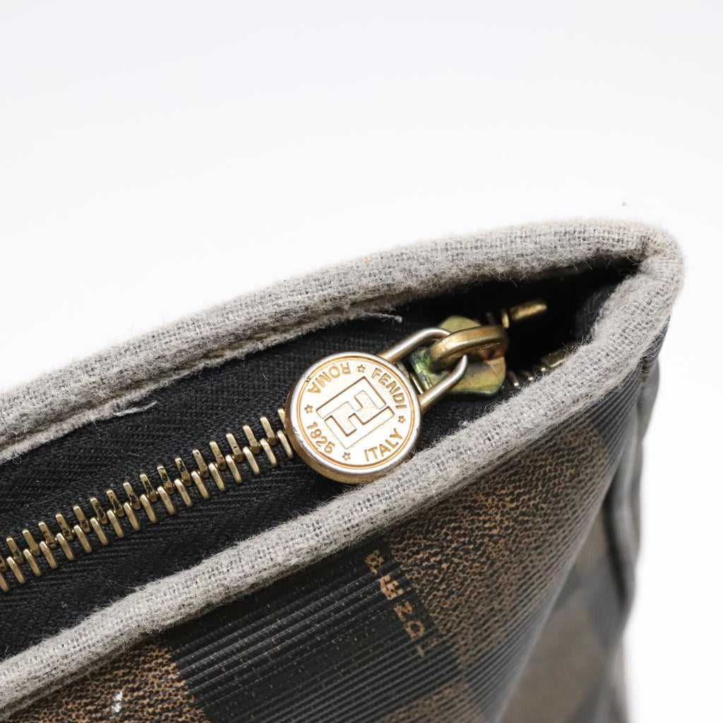 FENDI Pecan Canvas Tote Bag Brown Black gold93517