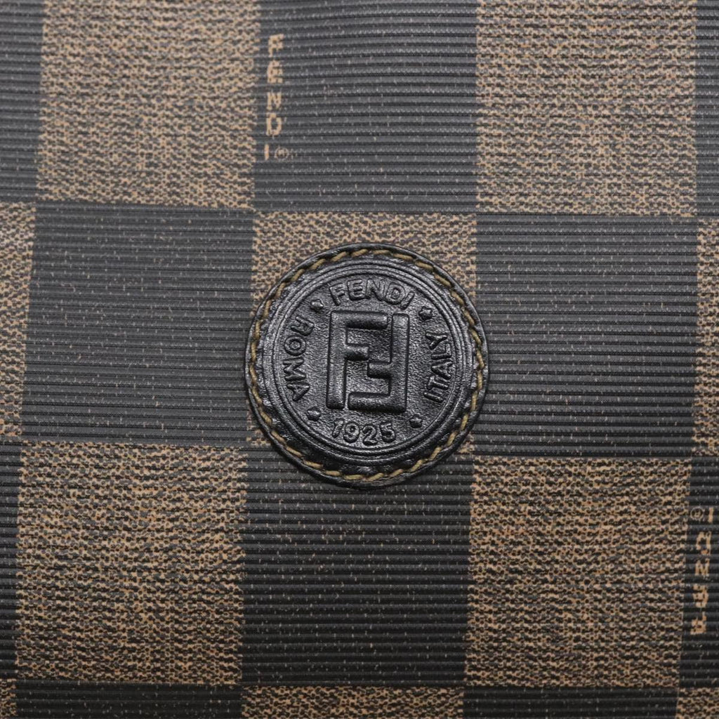 FENDI Pecan Canvas Tote Bag Brown Black gold93517