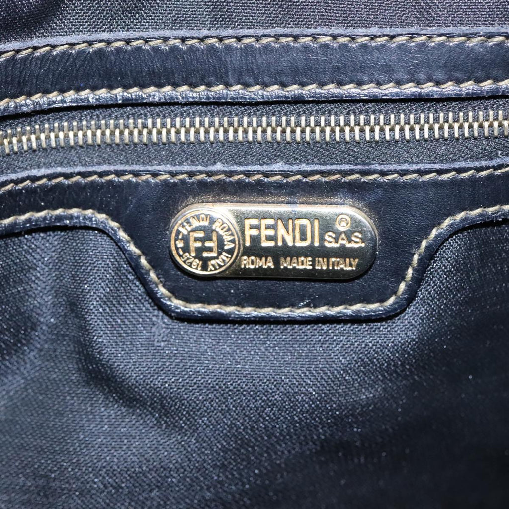 FENDI Pecan Canvas Tote Bag Brown Black gold93517