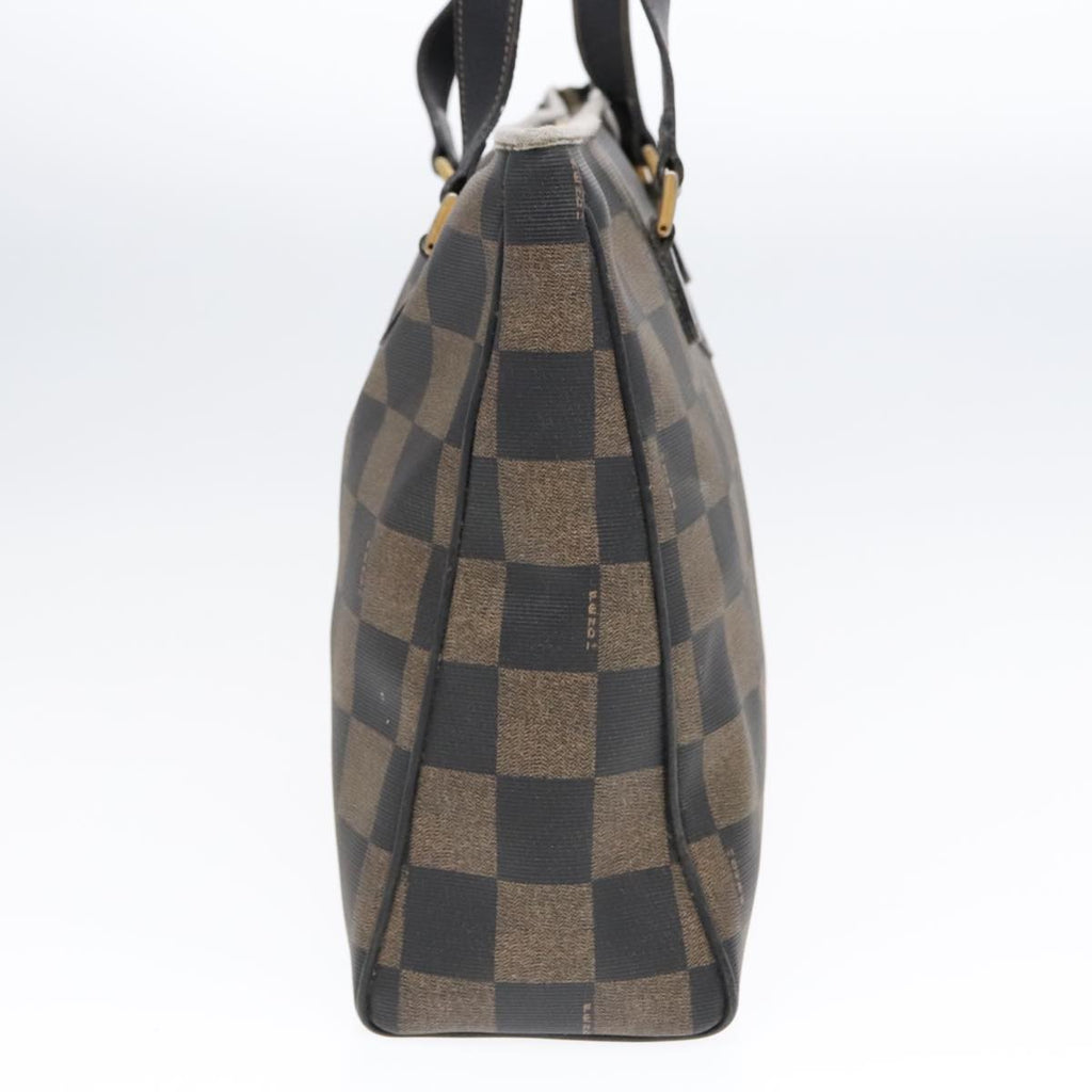 FENDI Pecan Canvas Tote Bag Brown Black gold93517