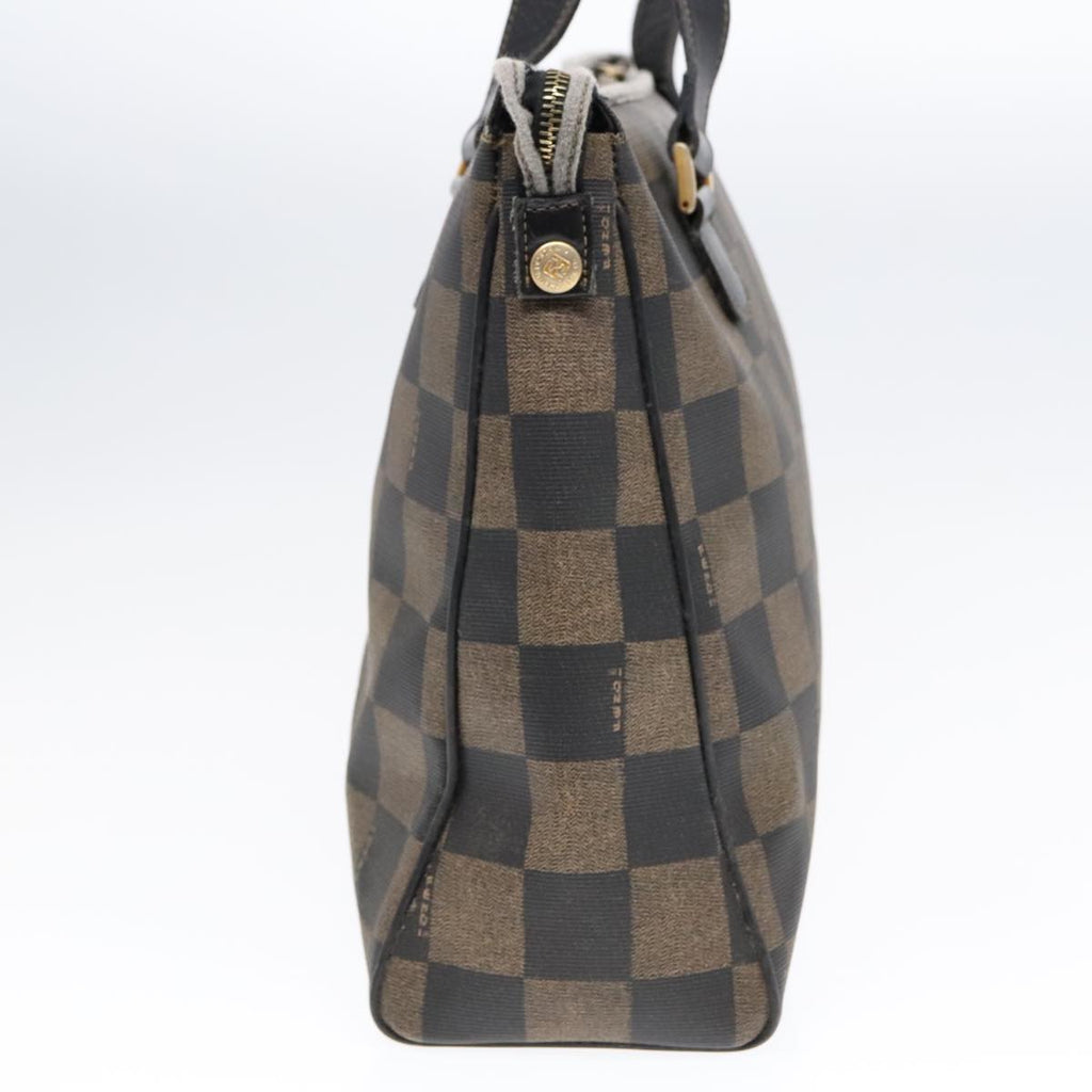 FENDI Pecan Canvas Tote Bag Brown Black gold93517