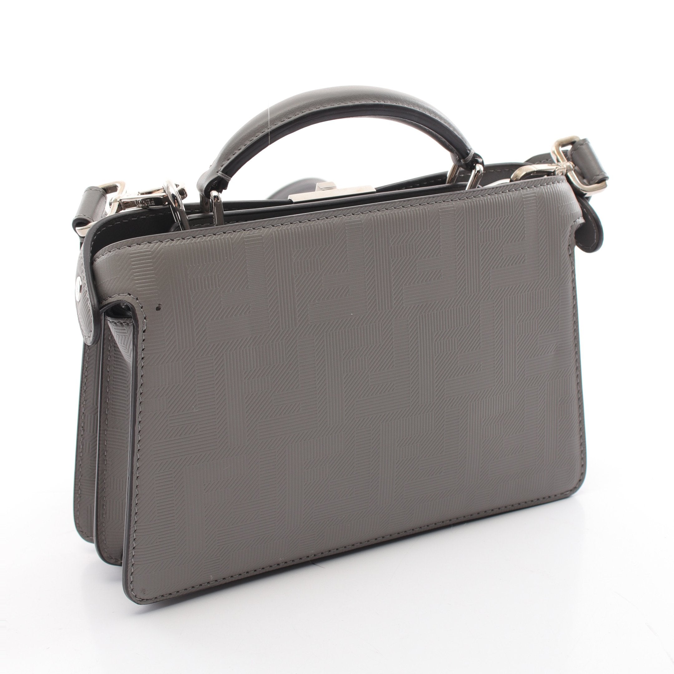 FENDI Peekaboo ISeeU Isee u X-Cross Zucca Handbag PVC Gray 2WAY