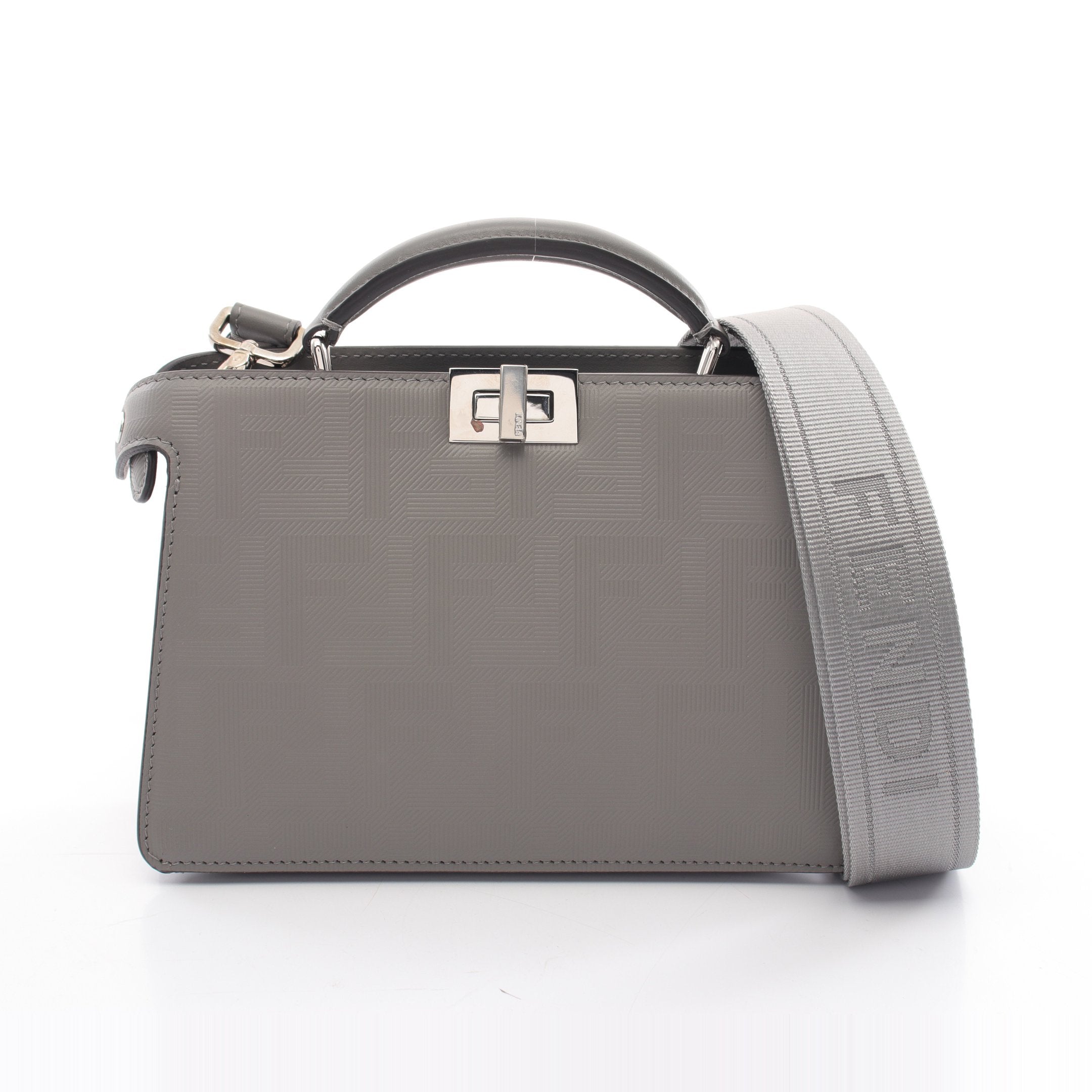 FENDI Peekaboo ISeeU Isee u X-Cross Zucca Handbag PVC Gray 2WAY