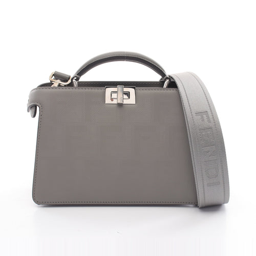 FENDI Peekaboo ISeeU Isee u X-Cross Zucca Handbag PVC Gray 2WAY