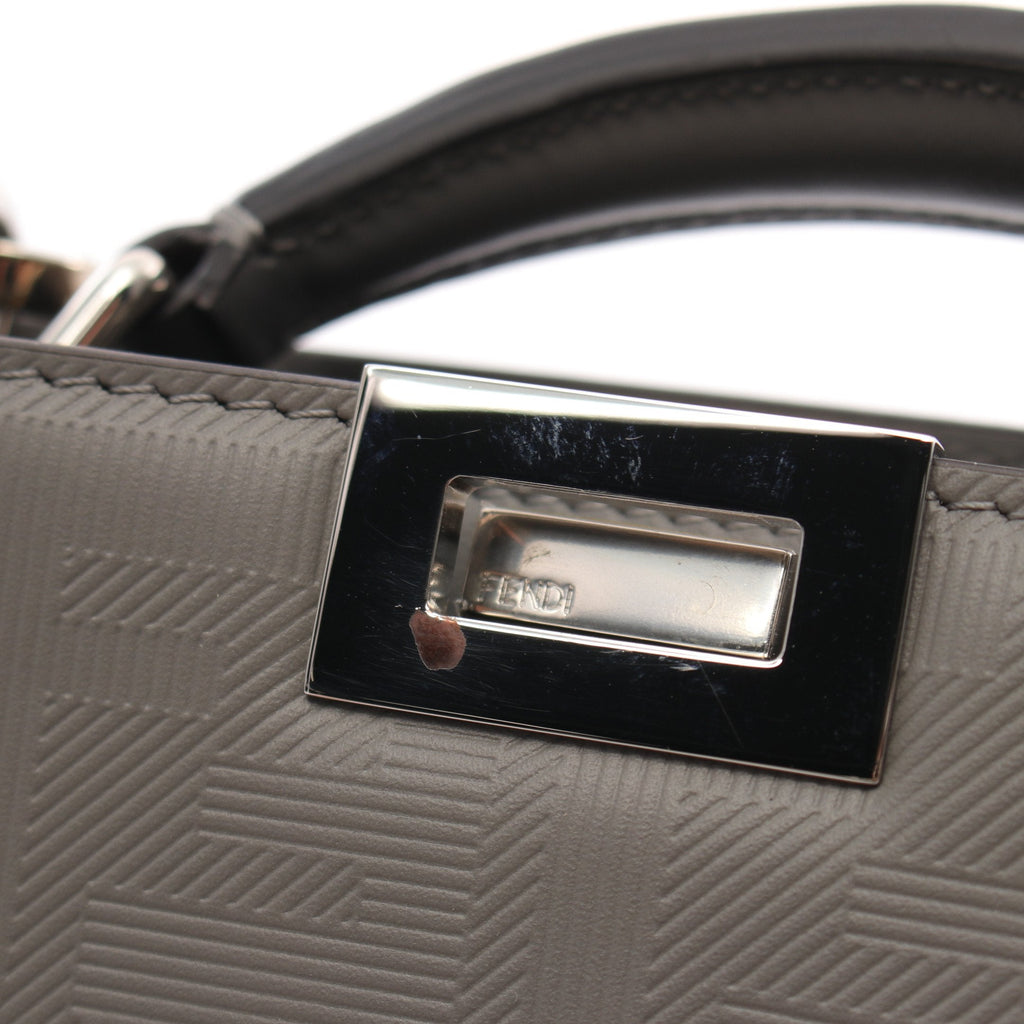 FENDI Peekaboo ISeeU Isee u X-Cross Zucca Handbag PVC Gray 2WAY