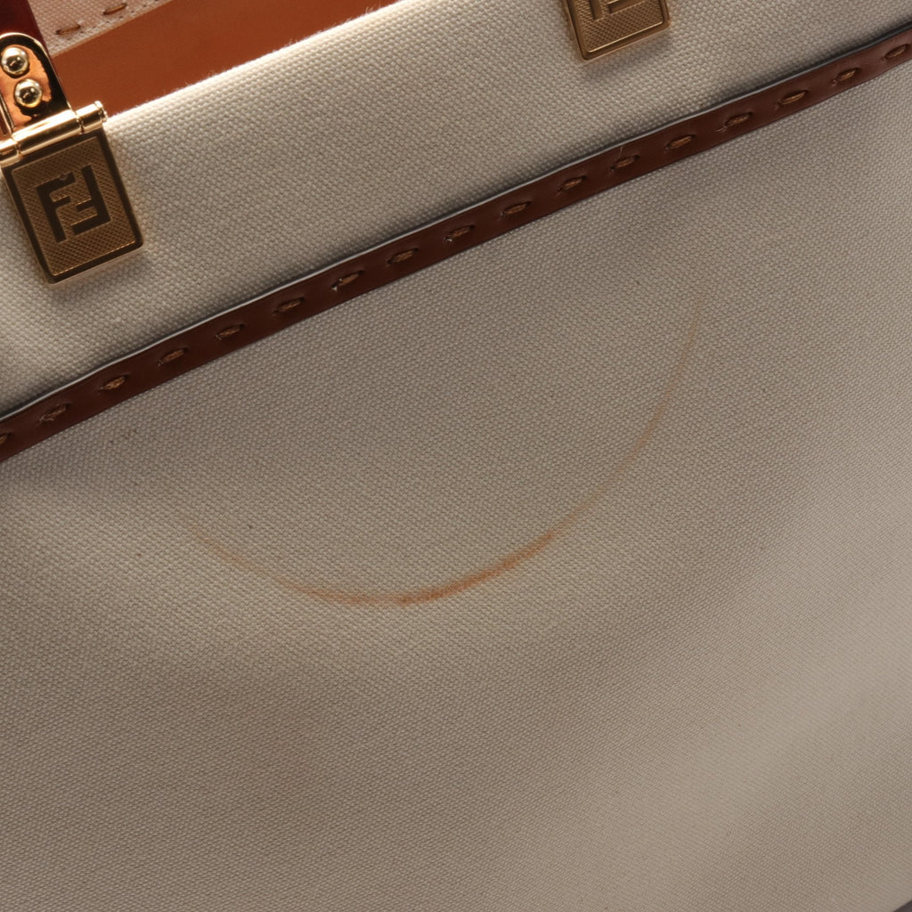FENDI SUNSHINE MEDIUM Sunshine Medium Handbag Tote bag Canvas Leather Ivory Brown 2WAY
