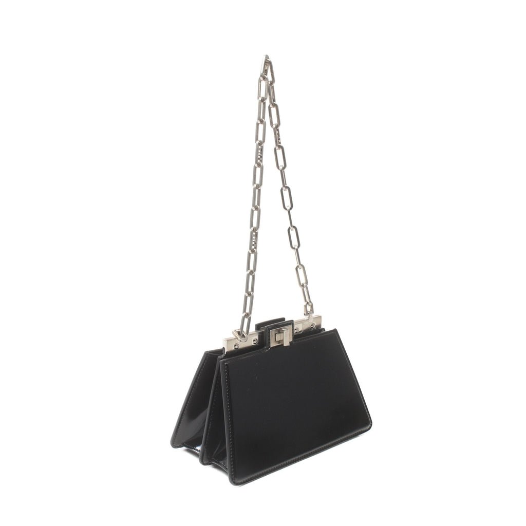 FENDI Peekaboo Cut Mini Chain shoulder bag Leather Black