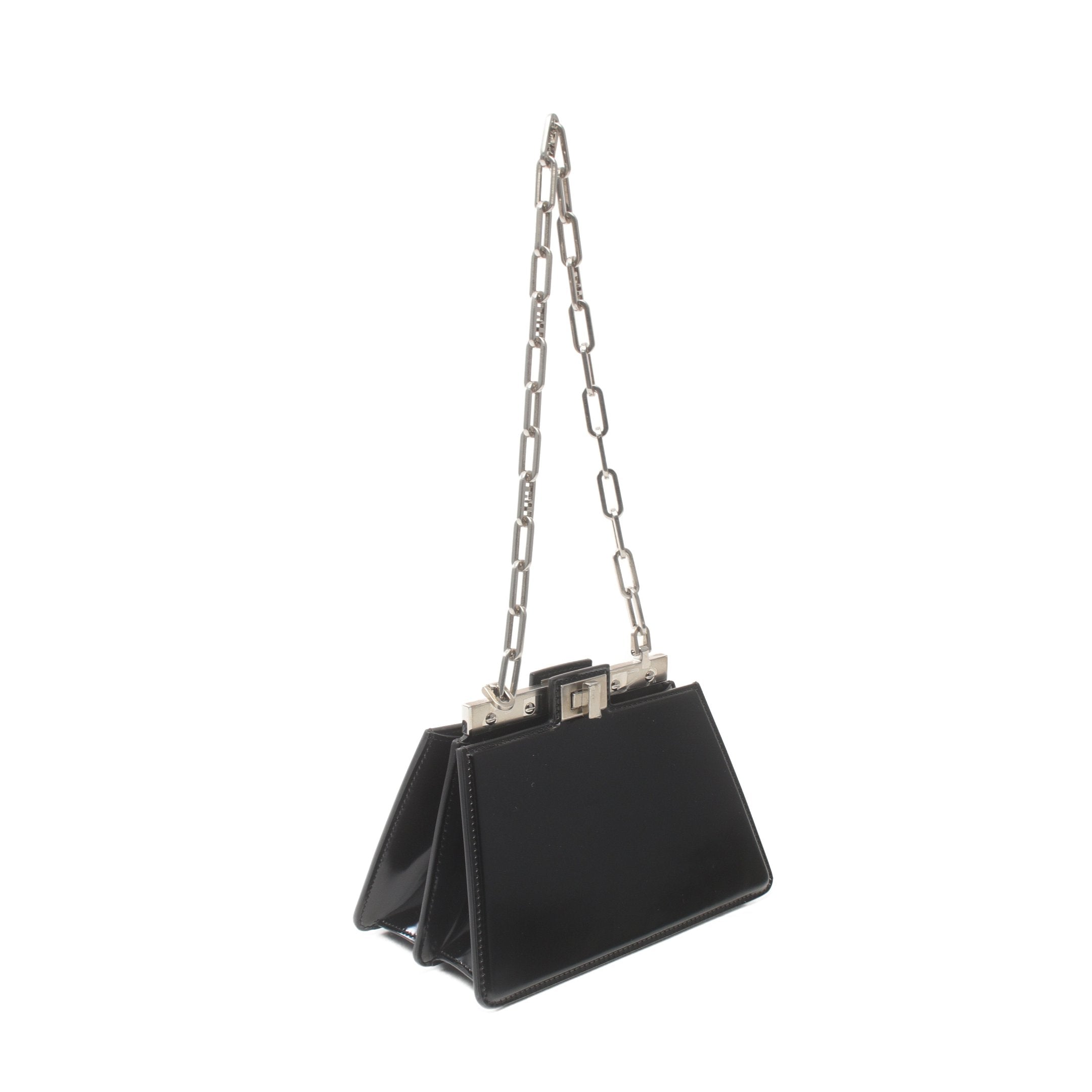 FENDI Peekaboo Cut Mini Chain shoulder bag Leather Black