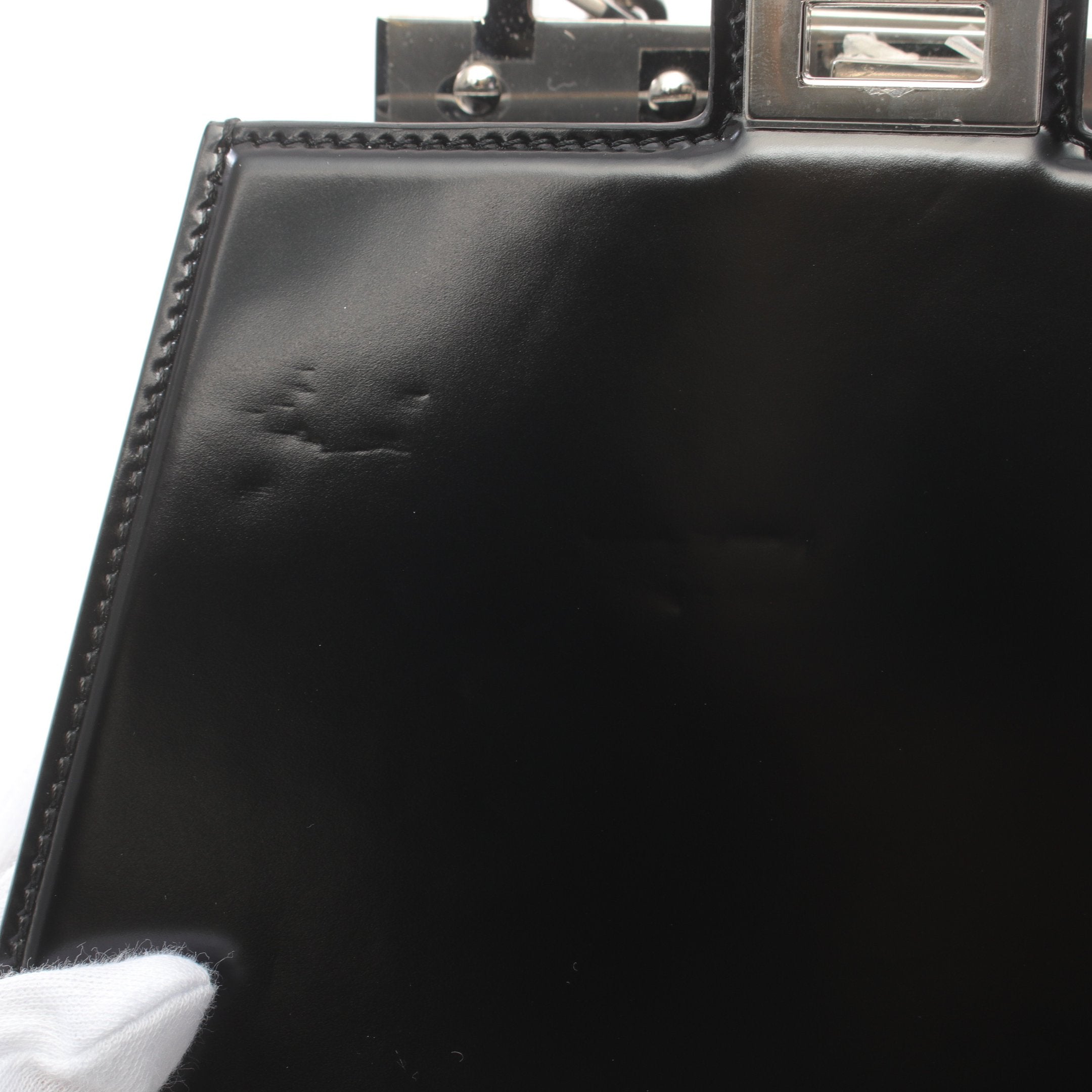 FENDI Peekaboo Cut Mini Chain shoulder bag Leather Black