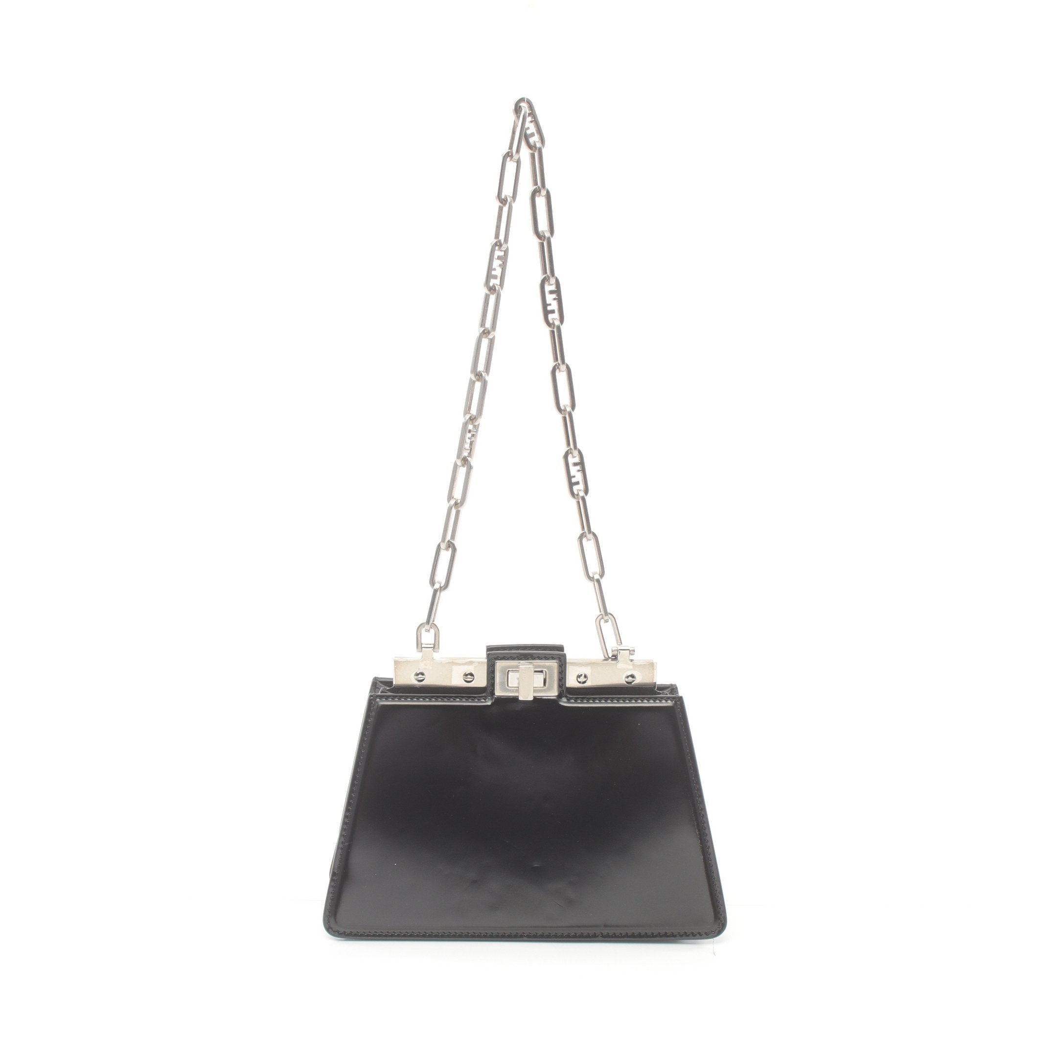 FENDI Peekaboo Cut Mini Chain shoulder bag Leather Black