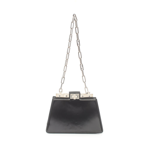FENDI Peekaboo Cut Mini Chain shoulder bag Leather Black