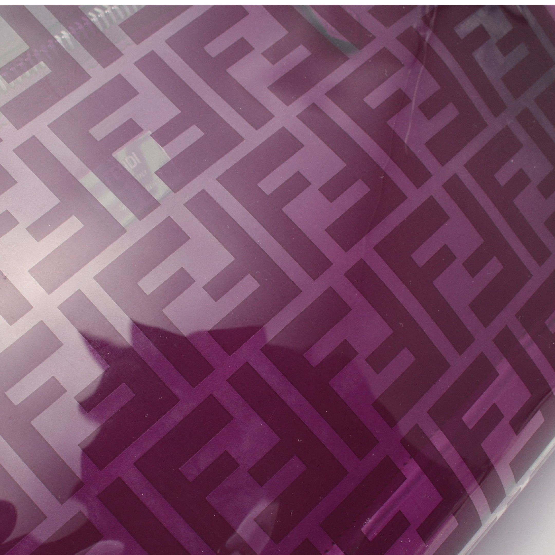 FENDI Peekaboo Regular Selleria Handbag Vinyl Leather Purple Skeleton 2WAY