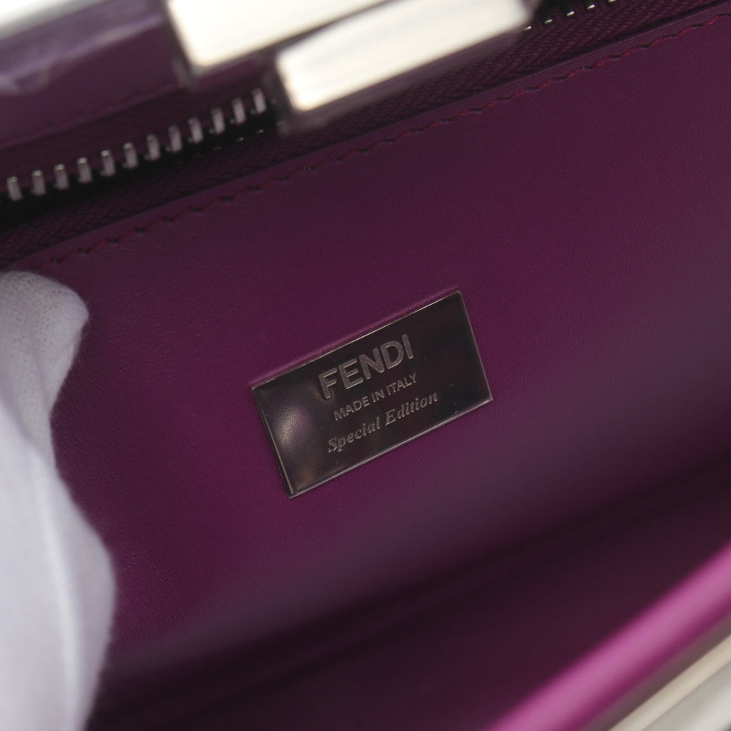 FENDI Peekaboo Regular Selleria Handbag Vinyl Leather Purple Skeleton 2WAY