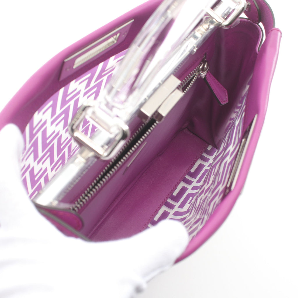 FENDI Peekaboo Regular Selleria Handbag Vinyl Leather Purple Skeleton 2WAY