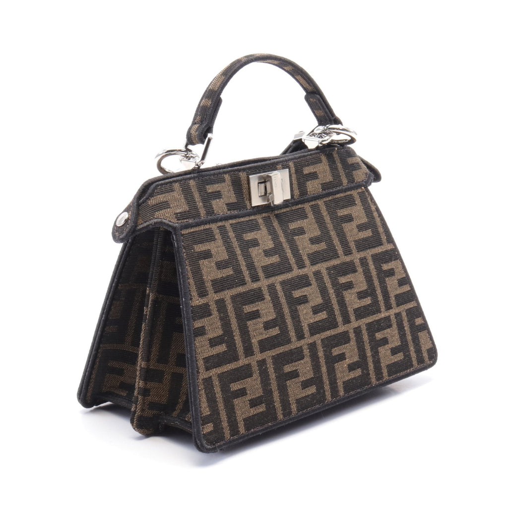 FENDI FENDI * FRGMT * POKEMON Peekaboo ISeeU Petit Zucca Miniryu Handbag Canvas Leather Brown Multicolor 2WAY