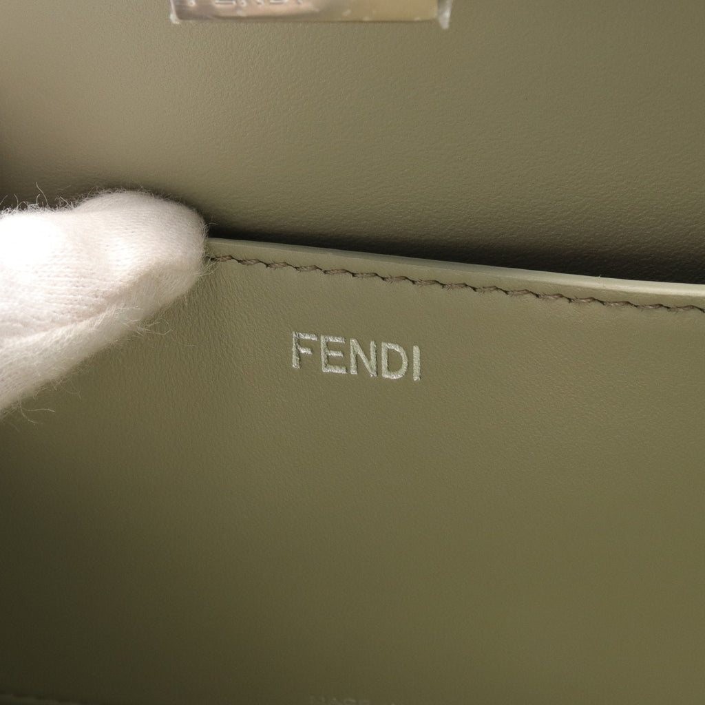 FENDI Peekaboo Cut Medium Chain shoulder bag Leather Light green