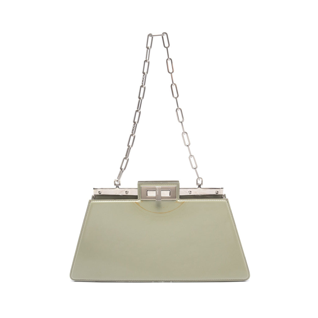 FENDI Peekaboo Cut Medium Chain shoulder bag Leather Light green