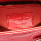 Dior Lady dior Mini Canage Handbag Patent leather Pink red