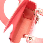Dior Lady dior Mini Canage Handbag Patent leather Pink red