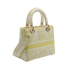 Dior LADY D-LITE Medium Handbag Canvas Yellow White 2WAY
