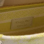 Dior LADY D-LITE Medium Handbag Canvas Yellow White 2WAY
