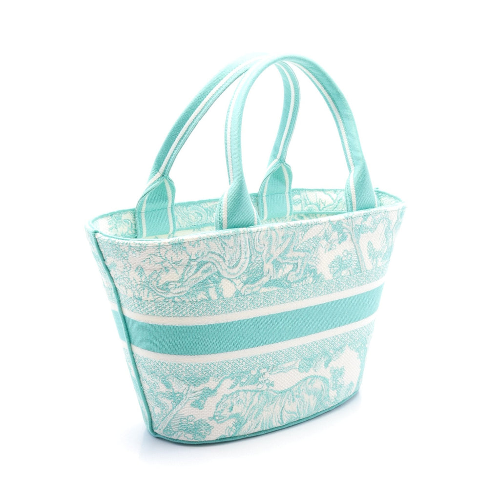 Dior DIORIVIERA Pannier Chapeau Bag Toile De Jouy Embroidery Handbag Tote bag Canvas Emerald green White 2WAY