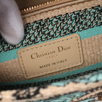 Dior LADY D-LITE Medium Handbag Canvas Beige Turquoise blue Black 2WAY