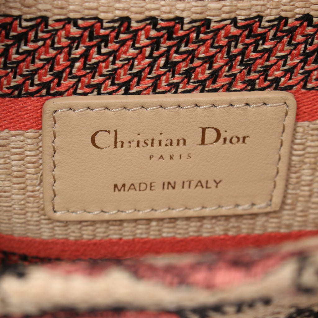 Dior LADY D-LITE Medium Handbag Canvas Beige Orange red 2WAY