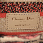 Dior LADY D-LITE Medium Handbag Canvas Beige Orange red 2WAY