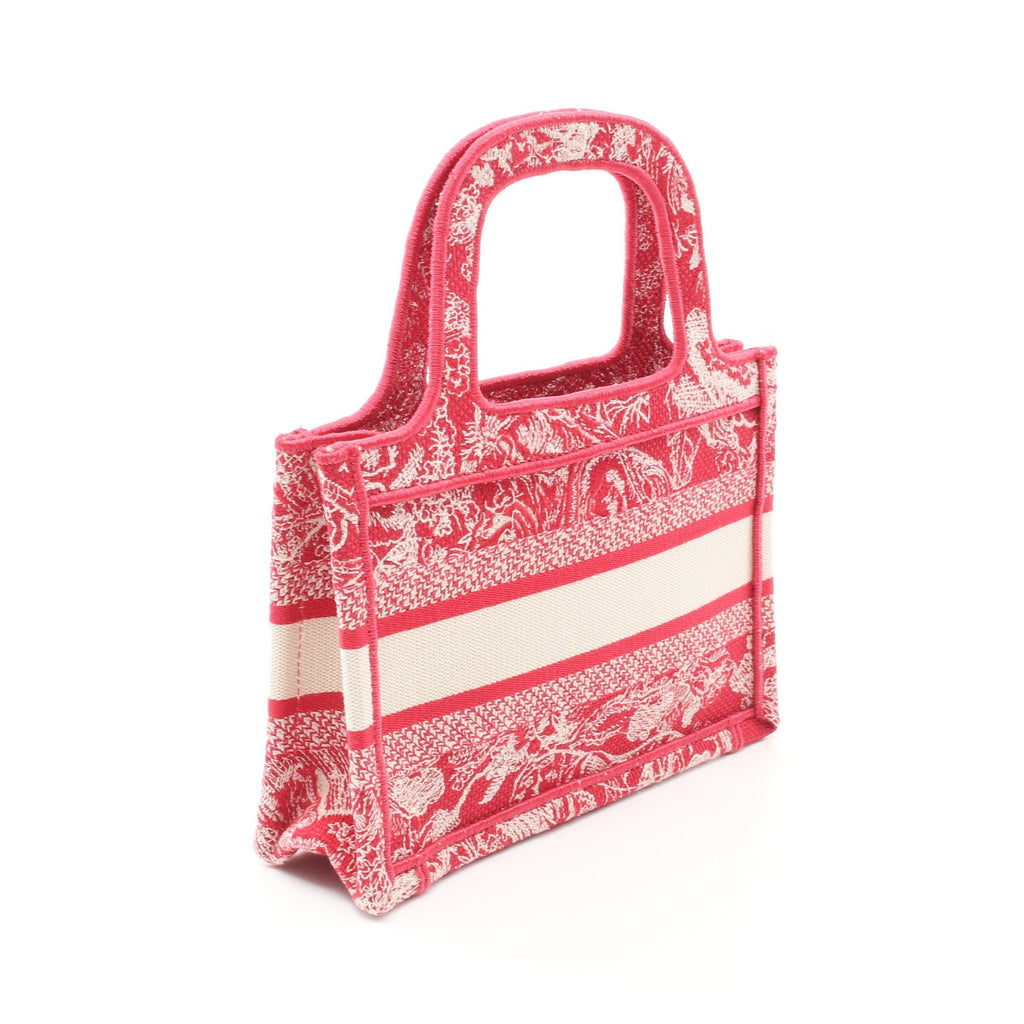 Dior BOOK TOTE Book tote Mini Handbag Canvas Pink red White