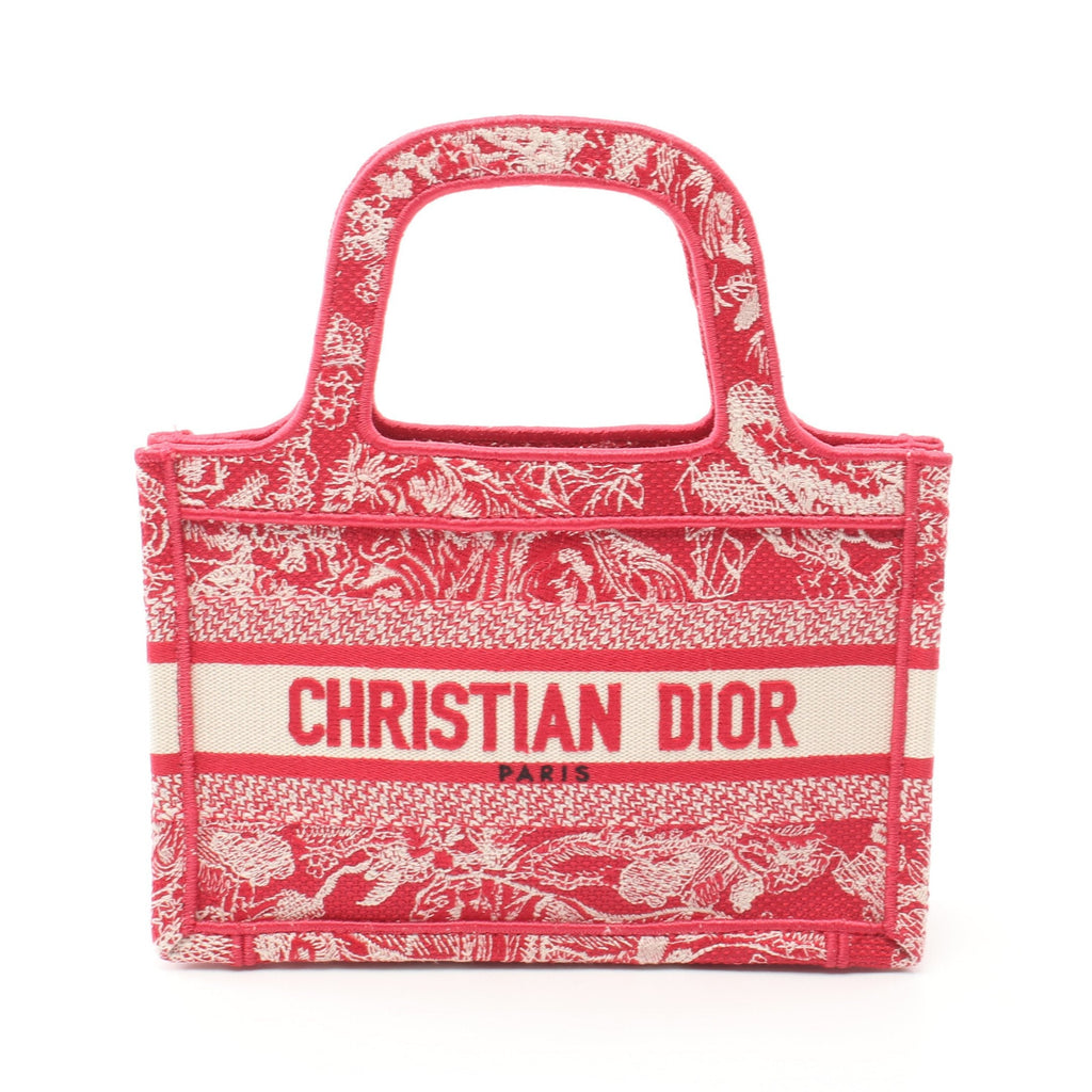 Dior BOOK TOTE Book tote Mini Handbag Canvas Pink red White