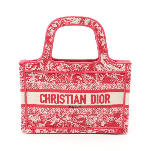 Dior BOOK TOTE Book tote Mini Handbag Canvas Pink red White
