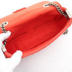 FENDI Bucket Chain Midi Zucca W chain shoulder bag Fabric Suede Orange red