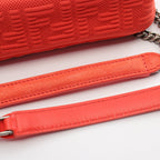 FENDI Bucket Chain Midi Zucca W chain shoulder bag Fabric Suede Orange red
