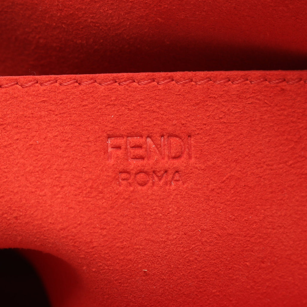 FENDI Bucket Chain Midi Zucca W chain shoulder bag Fabric Suede Orange red