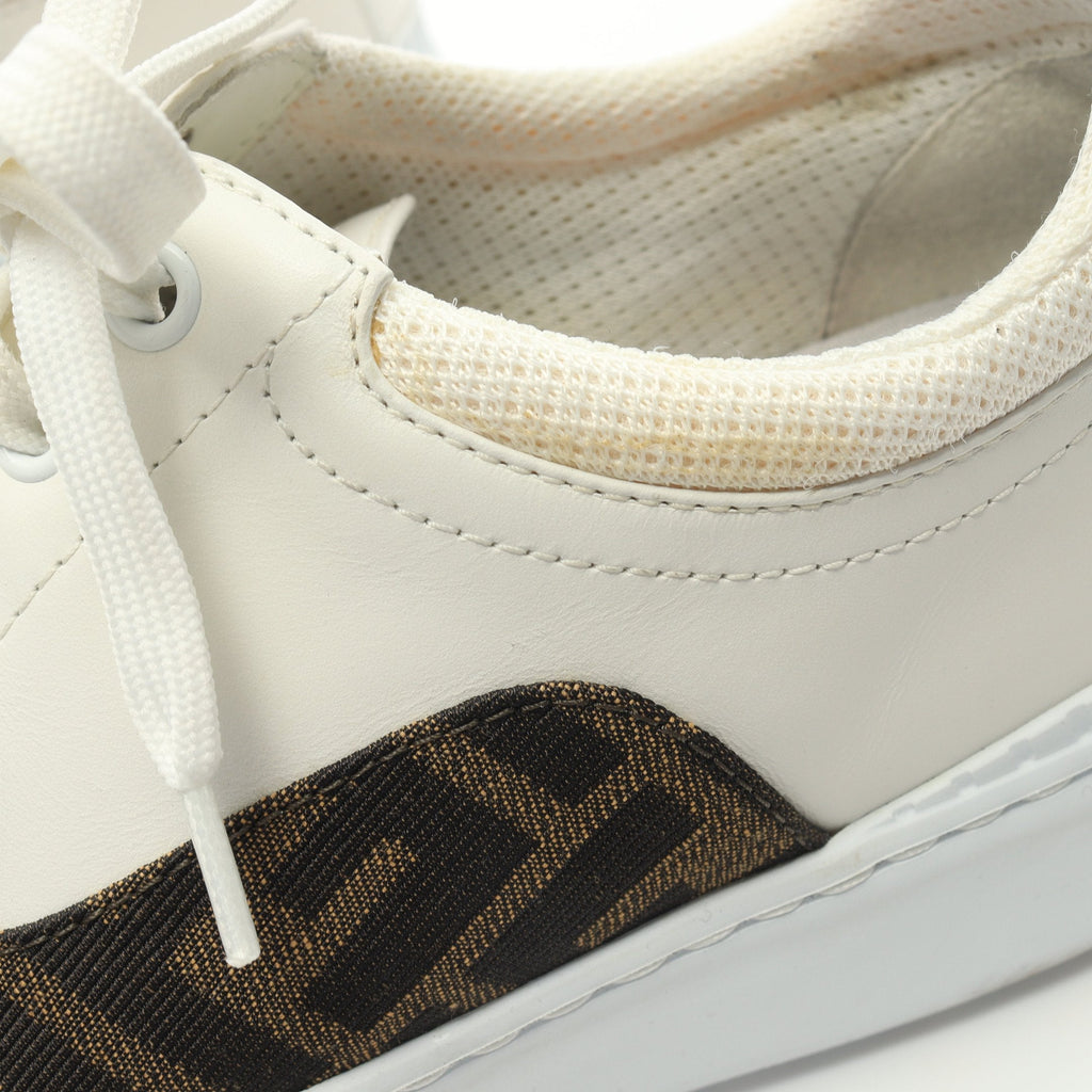 FENDI Zucca Force Low-top Sneakers Canvas Leather Brown White