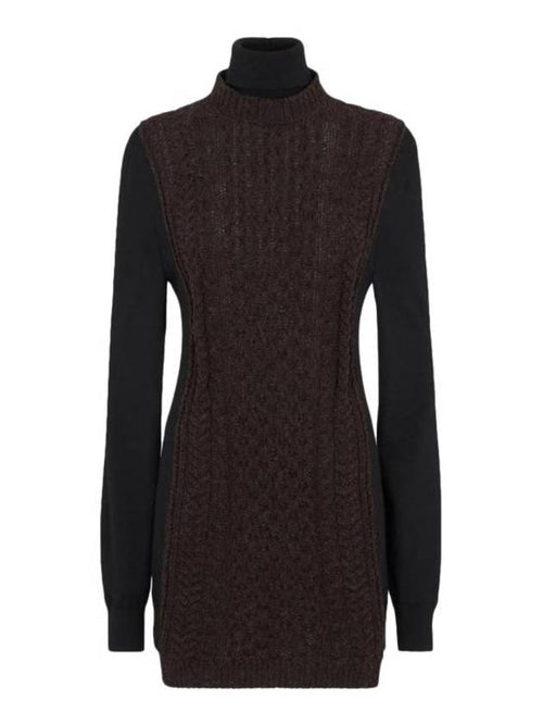 Fendi High Neck Cashmere Midi Dress Dark Purple