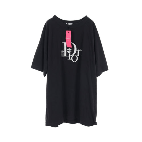 Dior DIOR * ERL T-shirt Crew neck Logo embroidery Cotton Black Damage processing
