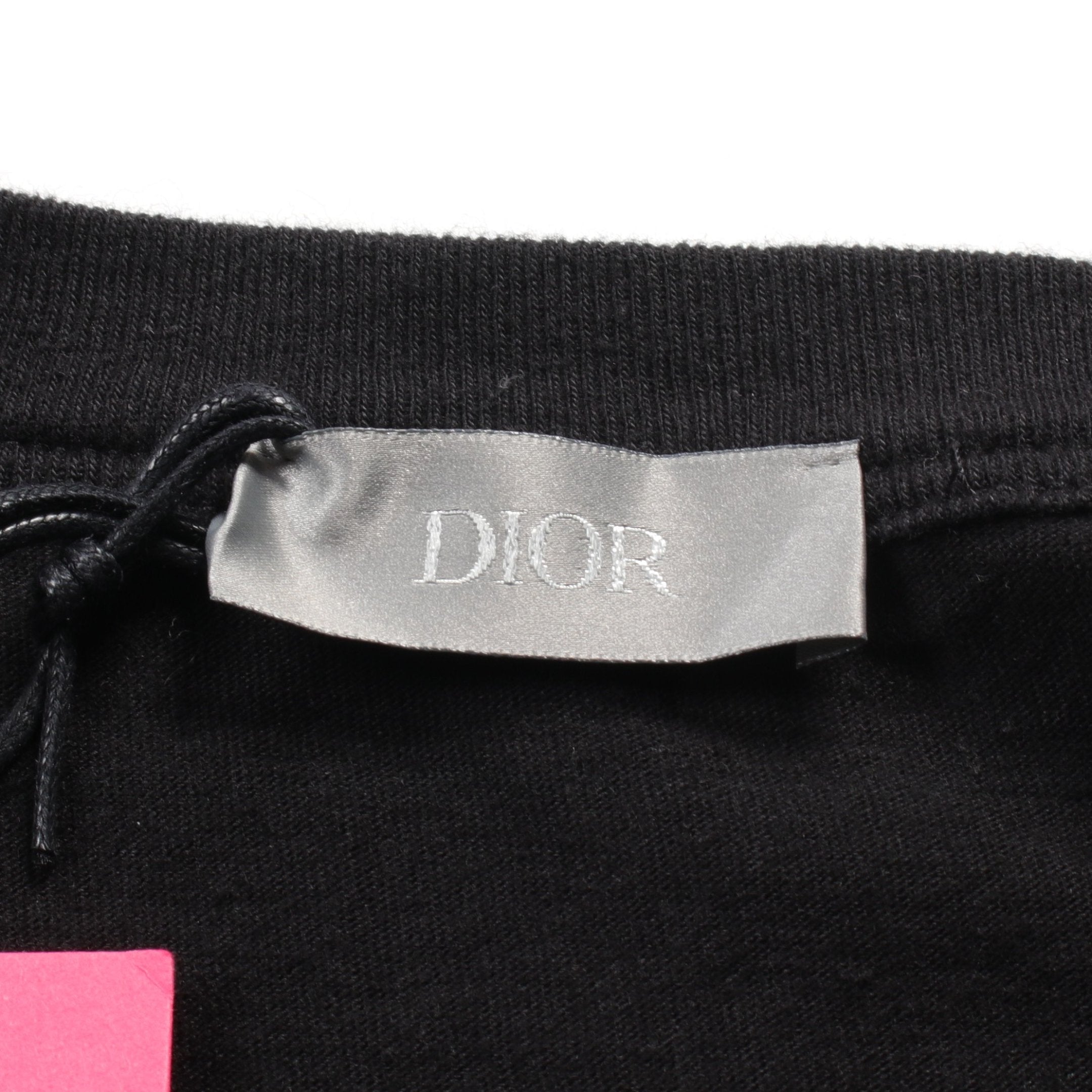 Dior DIOR * ERL T-shirt Crew neck Logo embroidery Cotton Black Damage processing