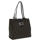FENDI Zucca Canvas Shoulder Bag Black Silver Brown93885
