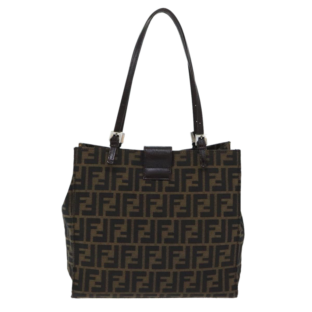 FENDI Zucca Canvas Shoulder Bag Black Silver Brown93885