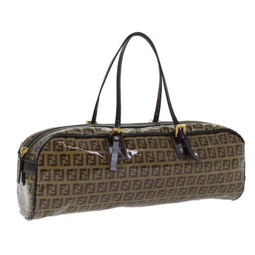 FENDI Zucchino Canvas Hand Bag Brown Gold93886